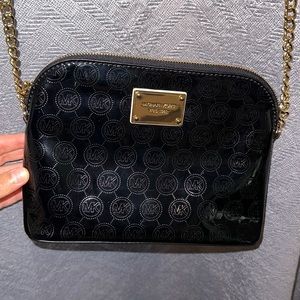 Michael Kors black patent leather crossbody bag